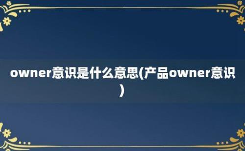 owner意识是什么意思(产品owner意识)