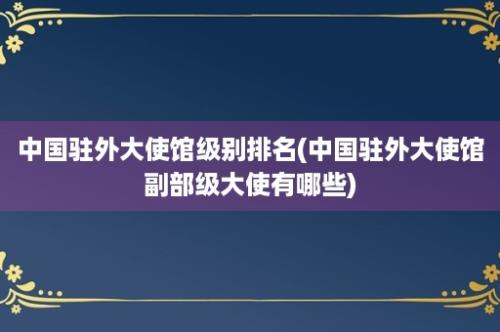 中国驻外大使馆级别排名(中国驻外大使馆副部级大使有哪些)