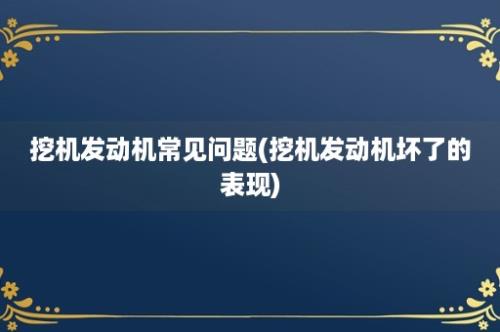 挖机发动机常见问题(挖机发动机坏了的表现)