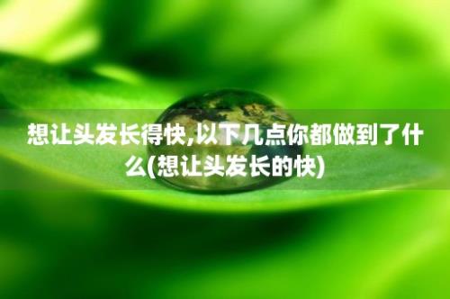 想让头发长得快,以下几点你都做到了什么(想让头发长的快)