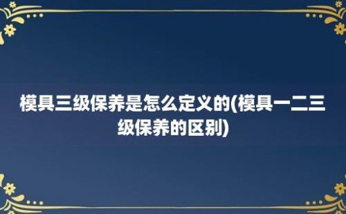 模具三级保养是怎么定义的(模具一二三级保养的区别)