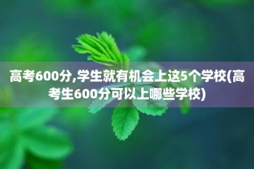 高考600分,学生就有机会上这5个学校(高考生600分可以上哪些学校)