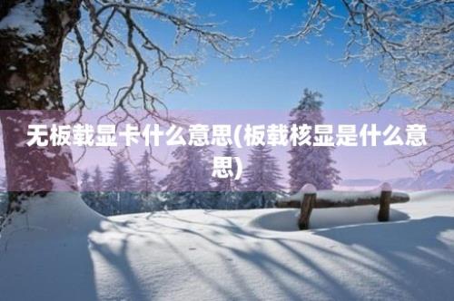 无板载显卡什么意思(板载核显是什么意思)