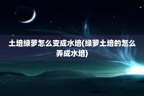 土培绿萝怎么变成水培(绿萝土培的怎么弄成水培)