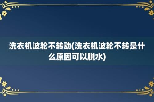 洗衣机波轮不转动(洗衣机波轮不转是什么原因可以脱水)