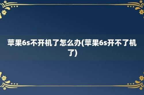 苹果6s不开机了怎么办(苹果6s开不了机了)