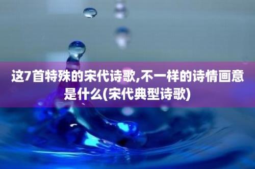 这7首特殊的宋代诗歌,不一样的诗情画意是什么(宋代典型诗歌)