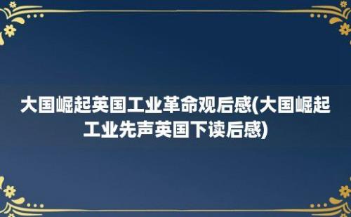 大国崛起英国工业革命观后感(大国崛起工业先声英国下读后感)