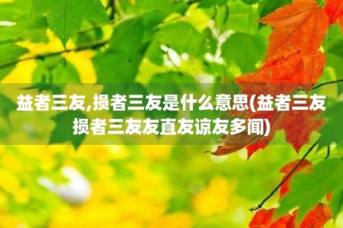 益者三友,损者三友是什么意思(益者三友损者三友友直友谅友多闻)