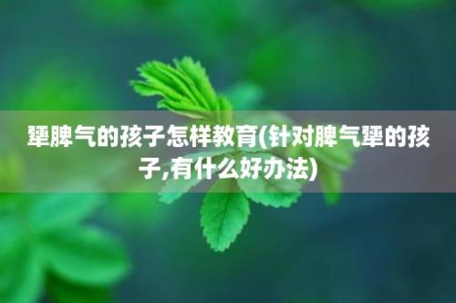 犟脾气的孩子怎样教育(针对脾气犟的孩子,有什么好办法)