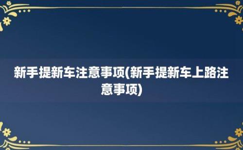 新手提新车注意事项(新手提新车上路注意事项)