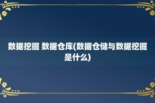 数据挖掘 数据仓库(数据仓储与数据挖掘是什么)