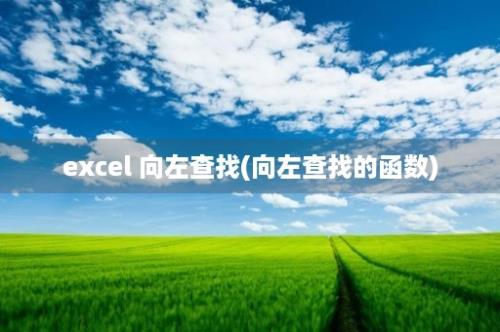 excel 向左查找(向左查找的函数)