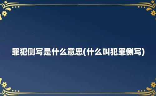 罪犯侧写是什么意思(什么叫犯罪侧写)