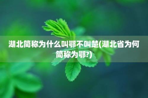 湖北简称为什么叫鄂不叫楚(湖北省为何简称为鄂?)