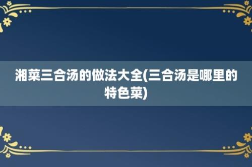 湘菜三合汤的做法大全(三合汤是哪里的特色菜)