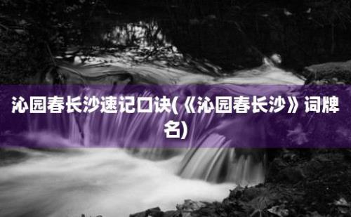 沁园春长沙速记口诀(《沁园春长沙》词牌名)