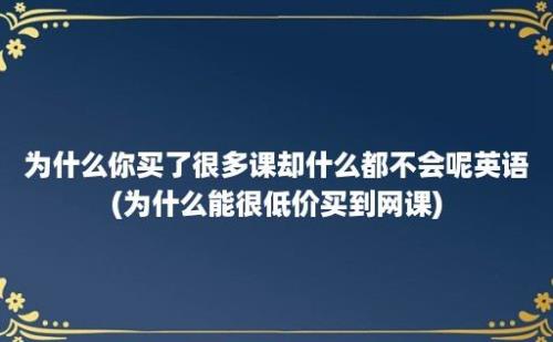 为什么你买了很多课却什么都不会呢英语(为什么能很低价买到网课)