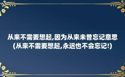 从来不需要想起,因为从来未曾忘记意思(从来不需要想起,永远也不会忘记!)