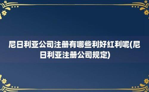 尼日利亚公司注册有哪些利好红利呢(尼日利亚注册公司规定)