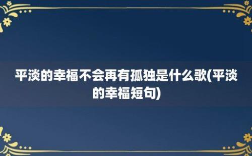 平淡的幸福不会再有孤独是什么歌(平淡的幸福短句)