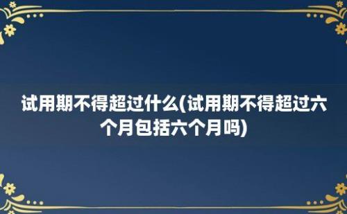 试用期不得超过什么(试用期不得超过六个月包括六个月吗)