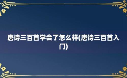 唐诗三百首学会了怎么样(唐诗三百首入门)