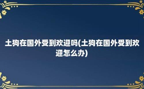 土狗在国外受到欢迎吗(土狗在国外受到欢迎怎么办)