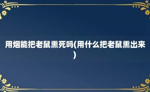 用烟能把老鼠熏死吗(用什么把老鼠熏出来)