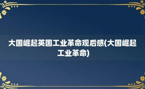 大国崛起英国工业革命观后感(大国崛起 工业革命)