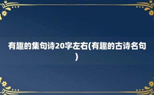 有趣的集句诗20字左右(有趣的古诗名句)