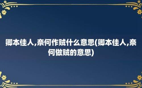 卿本佳人,奈何作贼什么意思(卿本佳人,奈何做贼的意思)