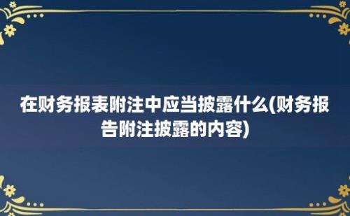 在财务报表附注中应当披露什么(财务报告附注披露的内容)