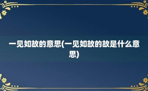 一见如故的意思(一见如故的故是什么意思)