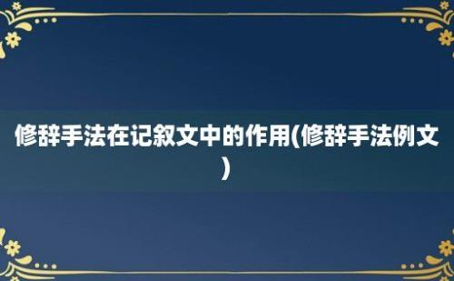 修辞手法在记叙文中的作用(修辞手法例文)