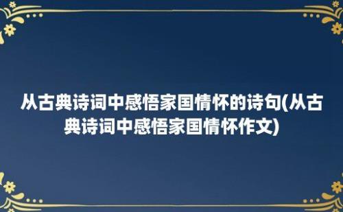 从古典诗词中感悟家国情怀的诗句(从古典诗词中感悟家国情怀作文)