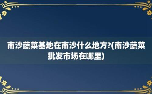 南沙蔬菜基地在南沙什么地方?(南沙蔬菜批发市场在哪里)