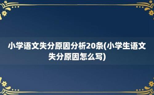 小学语文失分原因分析20条(小学生语文失分原因怎么写)