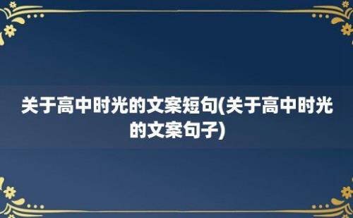 关于高中时光的文案短句(关于高中时光的文案句子)