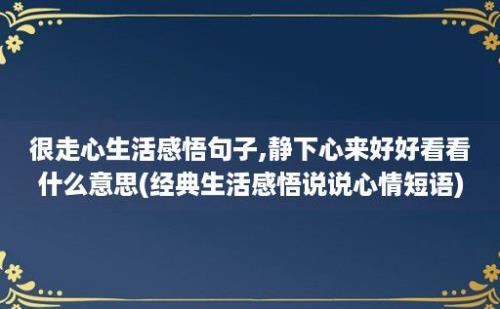 很走心生活感悟句子,静下心来好好看看什么意思(经典生活感悟说说心情短语)