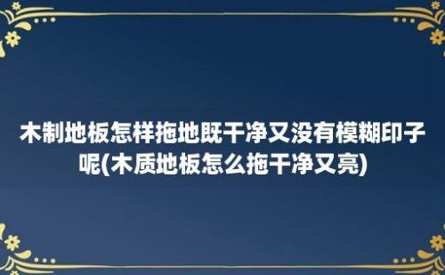 木制地板怎样拖地既干净又没有模糊印子呢(木质地板怎么拖干净又亮)