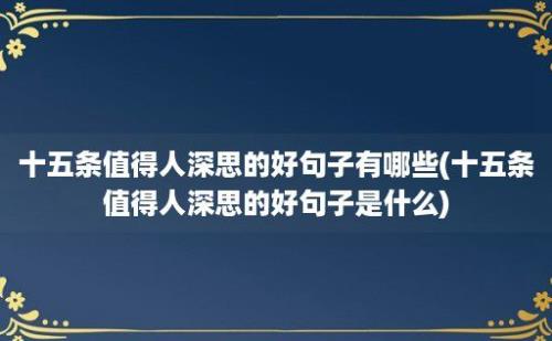 十五条值得人深思的好句子有哪些(十五条值得人深思的好句子是什么)