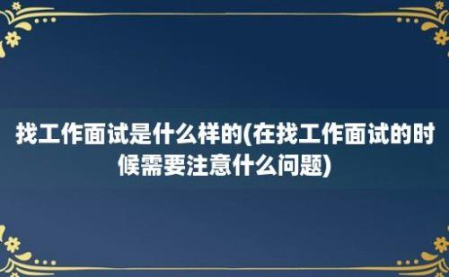 找工作面试是什么样的(在找工作面试的时候需要注意什么问题)