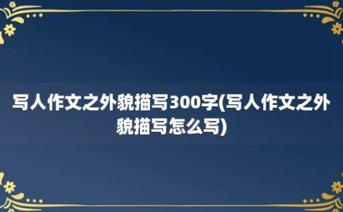 写人作文之外貌描写300字(写人作文之外貌描写怎么写)