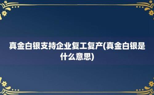 真金白银支持企业复工复产(真金白银是什么意思)