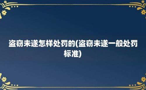 盗窃未遂怎样处罚的(盗窃未遂一般处罚标准)