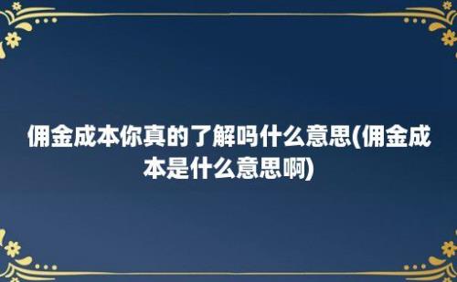 佣金成本你真的了解吗什么意思(佣金成本是什么意思啊)