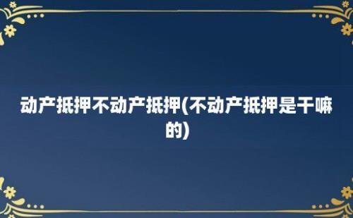 动产抵押不动产抵押(不动产抵押是干嘛的)