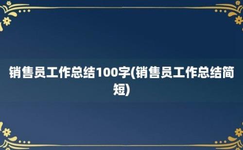 销售员工作总结100字(销售员工作总结简短)