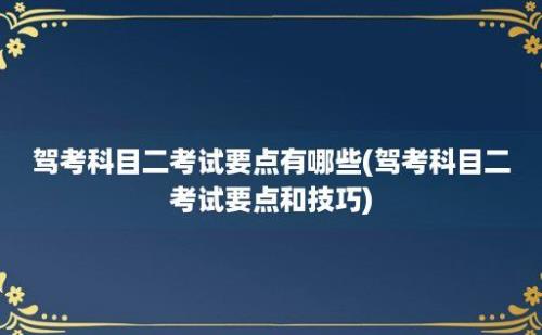 驾考科目二考试要点有哪些(驾考科目二考试要点和技巧)